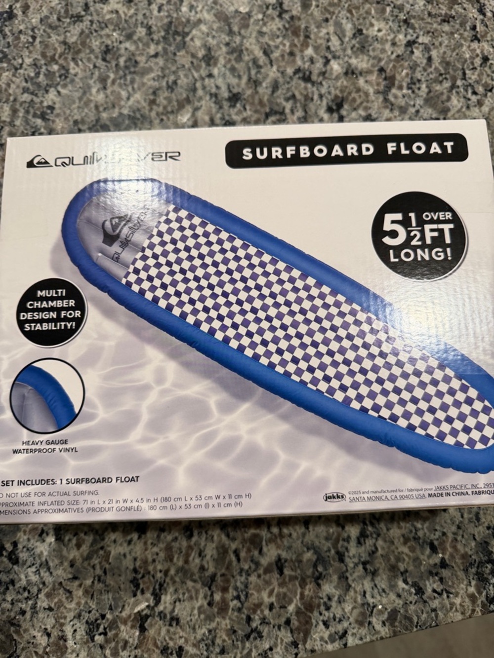 Quiksilver Blue and White Checker Surfboard Float